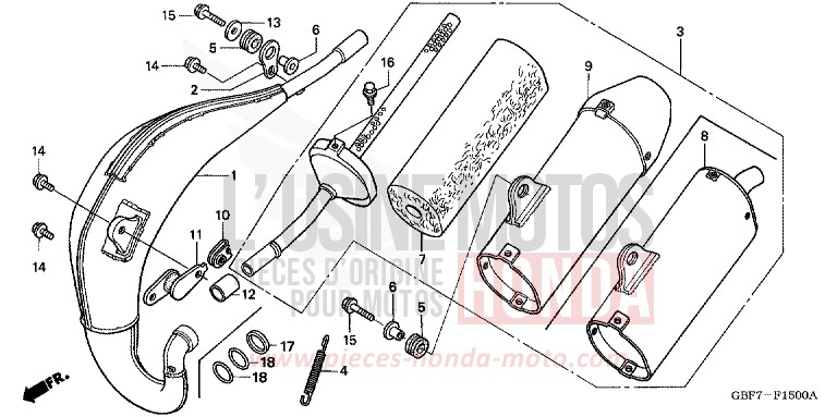EXPANSIONSKAMMER von CR85R "Big Wheel" EXPLOSION RED (R254) von 2003
